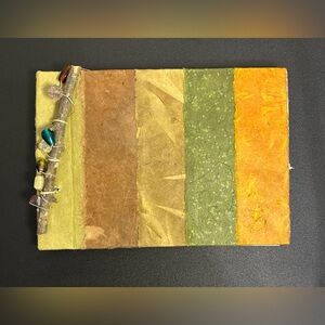 Handmade Natural Fiber Paper Journal Twig Bead Binding Artisan Notebook